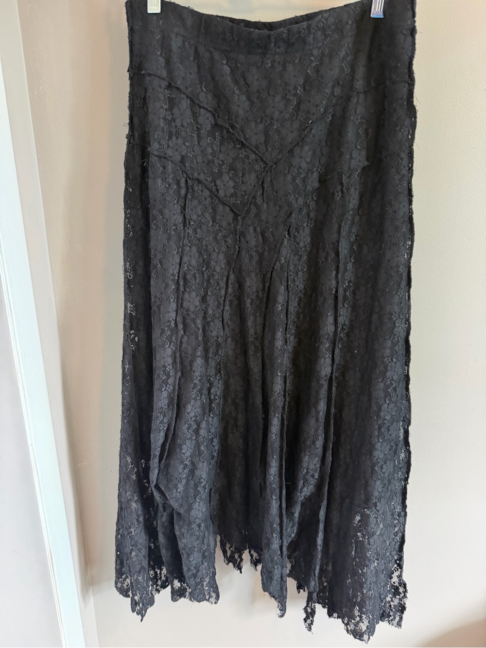 Y2K Jessica Black Floral Lace Panel Maxi Skirt Vintage Gothic 10 - Picture 1 of 7